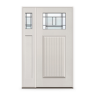 Berkley Flush Glazed Fiberglass Entry Door System with Sidelite - Craftsman Plank, White Satin Smooth