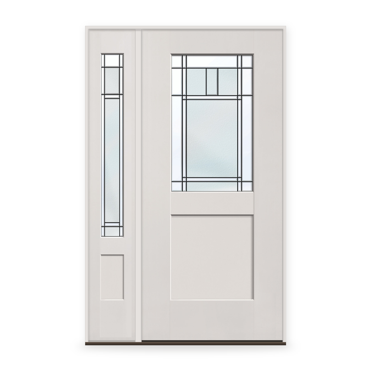 Berkley Flush Glazed Fiberglass Entry Door System with Sidelite - Half Lite Shaker, White Satin Smooth