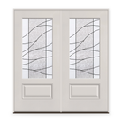 Double Briselle Flush Glazed Fiberglass Entry Door System - 3/4 Lite, White Satin Smooth