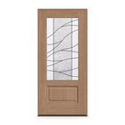 Prehung Briselle Flush Glazed Fiberglass Entry Door System - 3/4 Lite, Tan Woodgrain