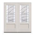 Double Briselle Flush Glazed Fiberglass Entry Door System - 3/4 Lite Shaker, White Satin Smooth