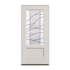 Prehung Briselle Flush Glazed Fiberglass Entry Door System - 3/4 Lite Shaker, White Satin Smooth