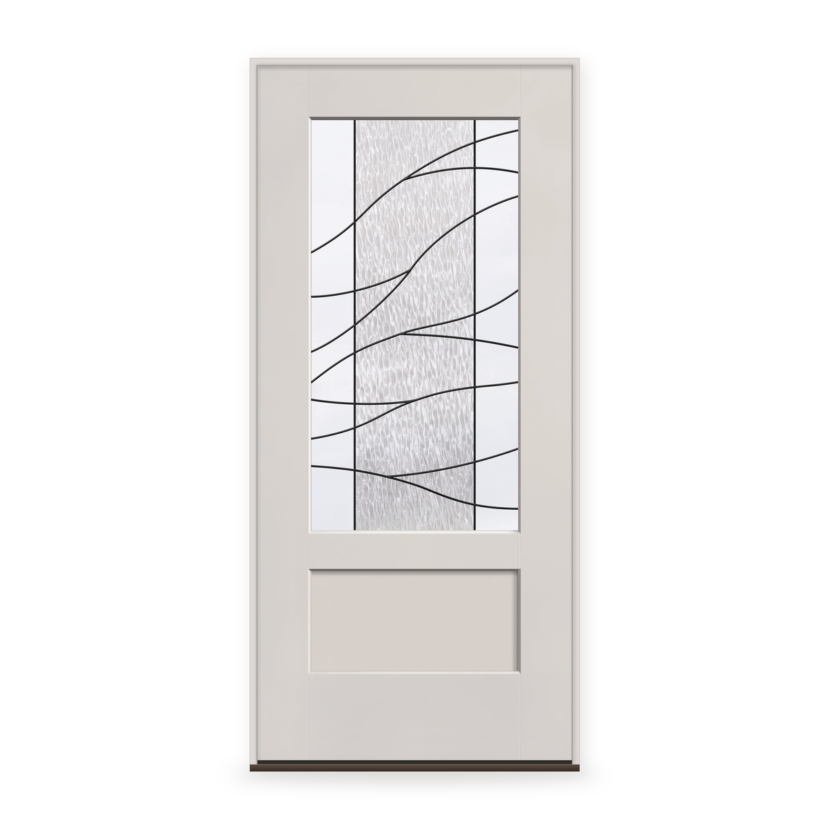 Prehung Briselle Flush Glazed Fiberglass Entry Door System - 3/4 Lite Shaker, White Satin Smooth