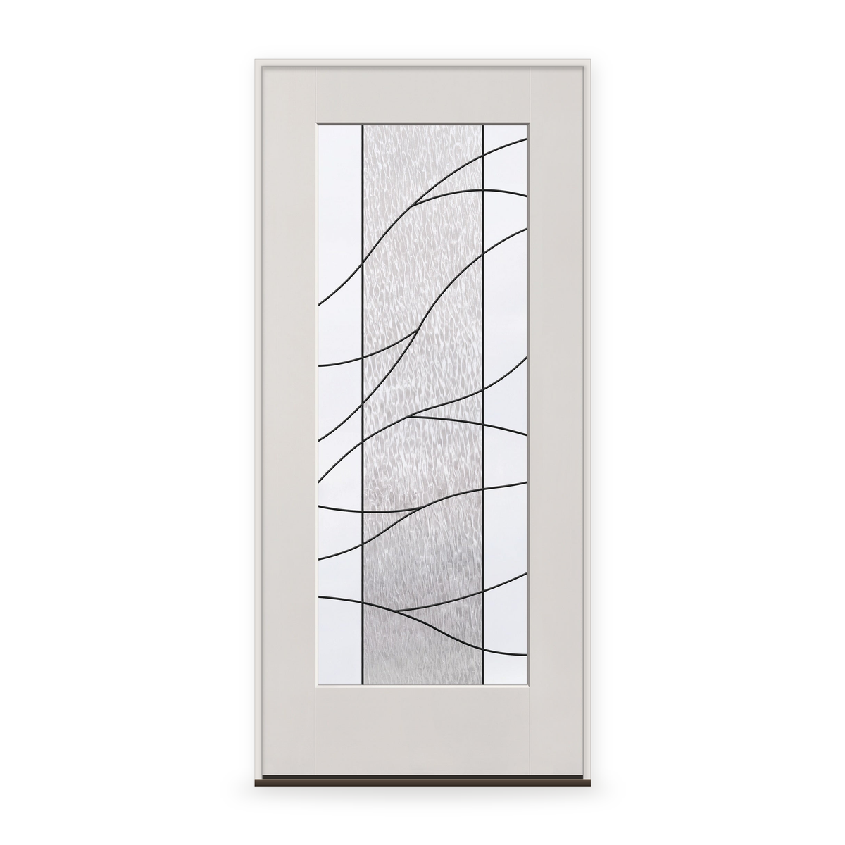 Prehung Briselle Flush Glazed Fiberglass Entry Door System - Full Lite, White Satin Smooth