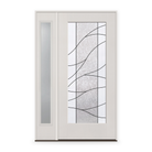 Briselle Flush Glazed Fiberglass Entry Door System with Sidelite - Full Lite, White Satin Smooth