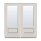 Double Clear Flush Glazed Fiberglass Entry Door System - 3/4 Lite, White Satin Smooth