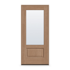 Prehung Clear Flush Glazed Fiberglass Entry Door System - 3/4 Lite, Tan Woodgrain