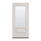 Prehung Clear Flush Glazed Fiberglass Entry Door System - 3/4 Lite, White Satin Smooth