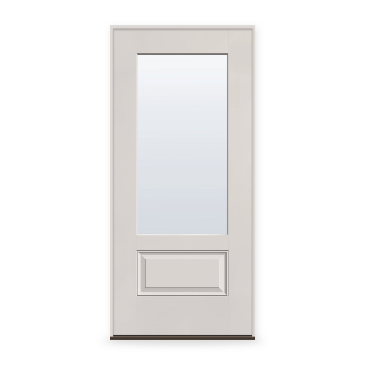 Prehung Clear Flush Glazed Fiberglass Entry Door System - 3/4 Lite, White Satin Smooth