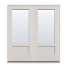 Double Clear Flush Glazed Fiberglass Entry Door System - 3/4 Lite Shaker, White Satin Smooth, 