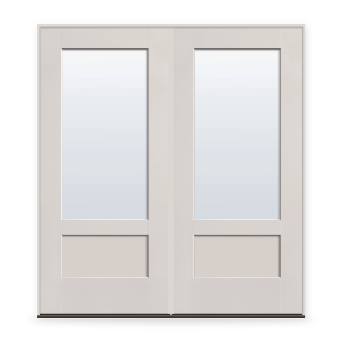 Double Clear Flush Glazed Fiberglass Entry Door System - 3/4 Lite Shaker, White Satin Smooth
