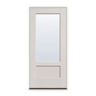 Prehung Clear Flush Glazed Fiberglass Entry Door System - 3/4 Lite Shaker, White Satin Smooth, 
