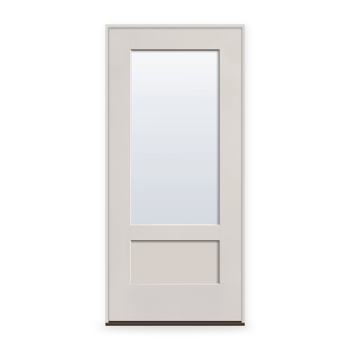 Prehung Clear Flush Glazed Fiberglass Entry Door System - 3/4 Lite Shaker, White Satin Smooth, 