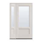 Clear Flush Glazed Fiberglass Entry Door System with Sidelite - 3/4 Lite Shaker, White Satin Smooth, 