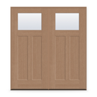 Double Clear Flush Glazed Fiberglass Entry Door System - Craftsman 2 Panel, Tan Woodgrain
