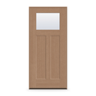Prehung Clear Flush Glazed Fiberglass Entry Door System - Craftsman 2 Panel, Tan Woodgrain