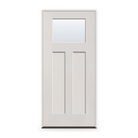 Prehung Clear Flush Glazed Fiberglass Entry Door System - Craftsman 2 Panel, White Satin Smooth