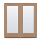 Double Clear Flush Glazed Fiberglass Entry Door System - Full Lite, Tan Woodgrain, 