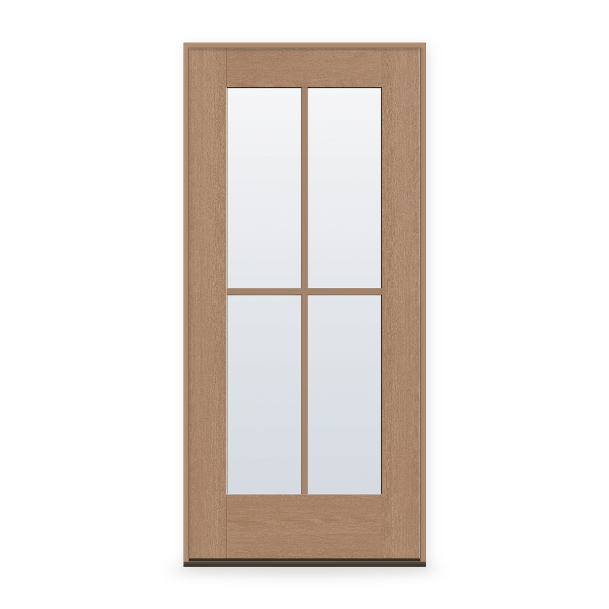Prehung Clear Flush Glazed Fiberglass Entry Door System - Full Lite, White Satin Smooth, 