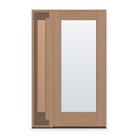 Clear Flush Glazed Fiberglass Entry Door System with Sidelite - Full Lite, Tan Woodgrain, 