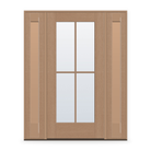 Clear Flush Glazed Fiberglass Entry Door System with Two Sidelites - Full Lite, White Satin Smooth, 