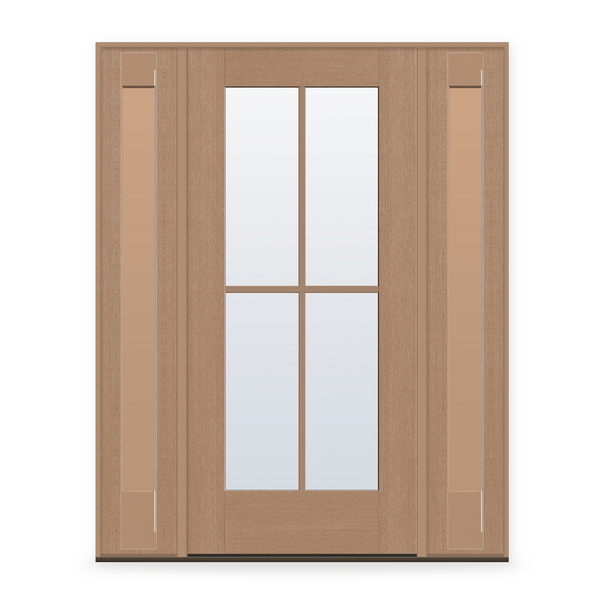Clear Flush Glazed Fiberglass Entry Door System with Two Sidelites - Full Lite, White Satin Smooth, 