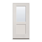 Prehung Clear Flush Glazed Fiberglass Entry Door System - Half Lite Shaker, White Satin Smooth