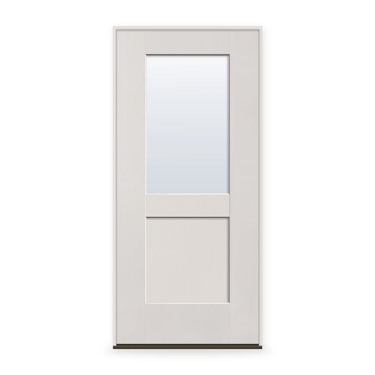 Prehung Clear Flush Glazed Fiberglass Entry Door System - Half Lite Shaker, White Satin Smooth