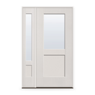Clear Flush Glazed Fiberglass Entry Door System with Sidelite - Half Lite Shaker, White Satin Smooth