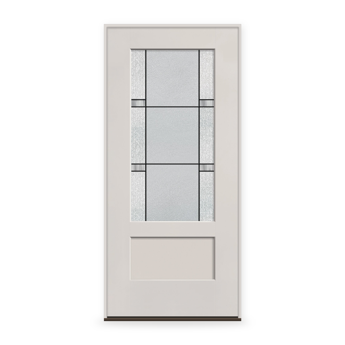 Prehung Dexter Flush Glazed Fiberglass Entry Door System - 3/4 Lite Shaker, White Satin Smooth