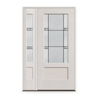 Dexter Flush Glazed Fiberglass Entry Door System with Sidelite - 3/4 Lite Shaker, White Satin Smooth