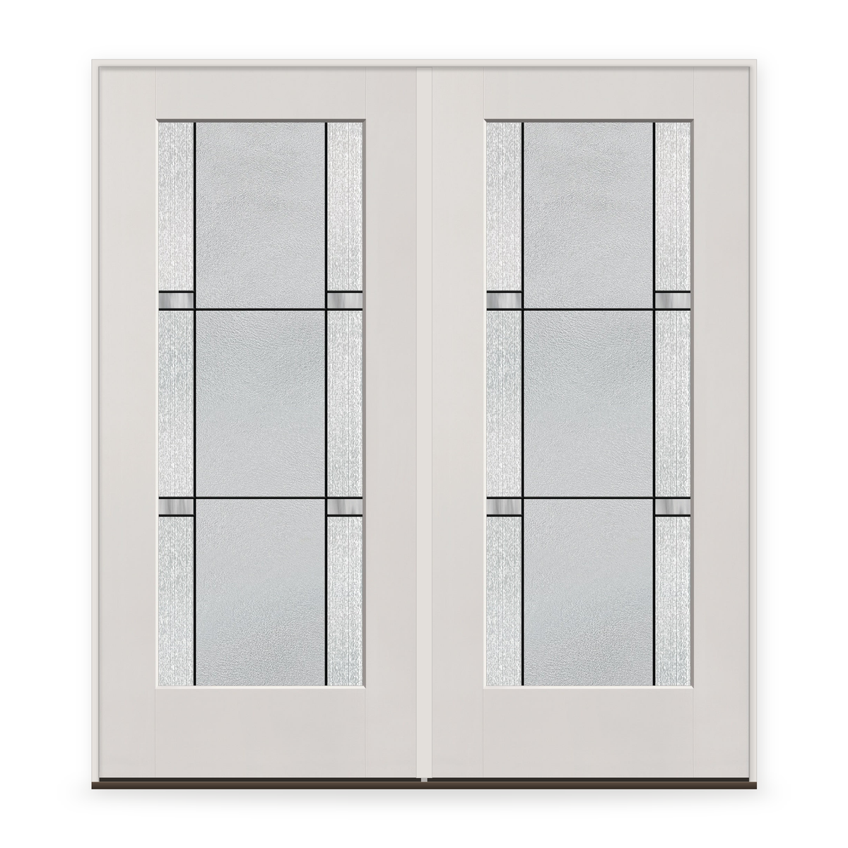Double Dexter Flush Glazed Fiberglass Entry Door System - Full Lite, White Satin Smooth