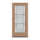 Prehung Dexter Flush Glazed Fiberglass Entry Door System - Full Lite, Tan Woodgrain