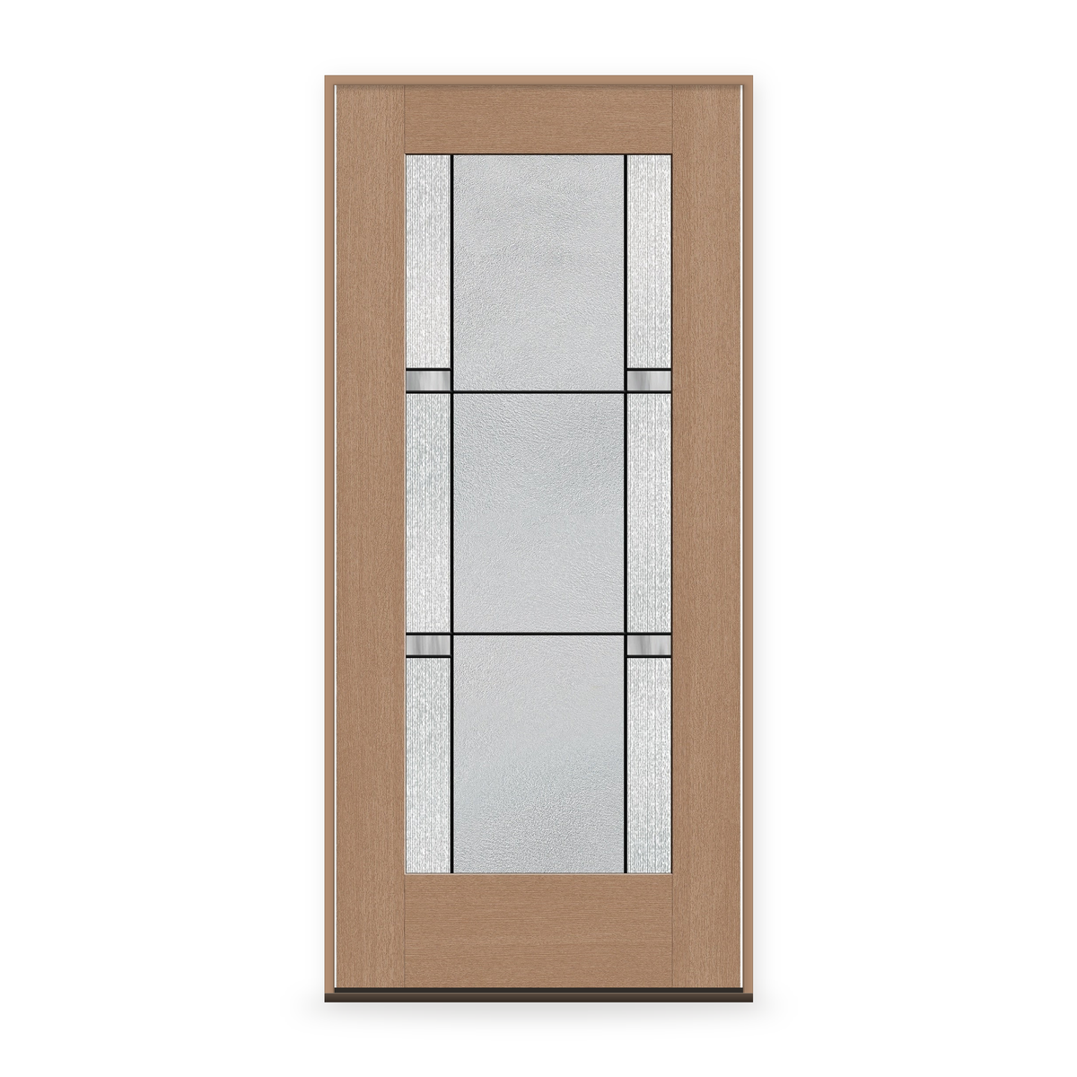 Prehung Dexter Flush Glazed Fiberglass Entry Door System - Full Lite, Tan Woodgrain