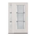 Dexter Flush Glazed Fiberglass Entry Door System with Sidelite - Full Lite, White Satin Smooth