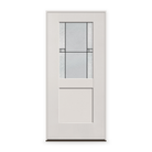 Prehung Dexter Flush Glazed Fiberglass Entry Door System - Half Lite Shaker, White Satin Smooth