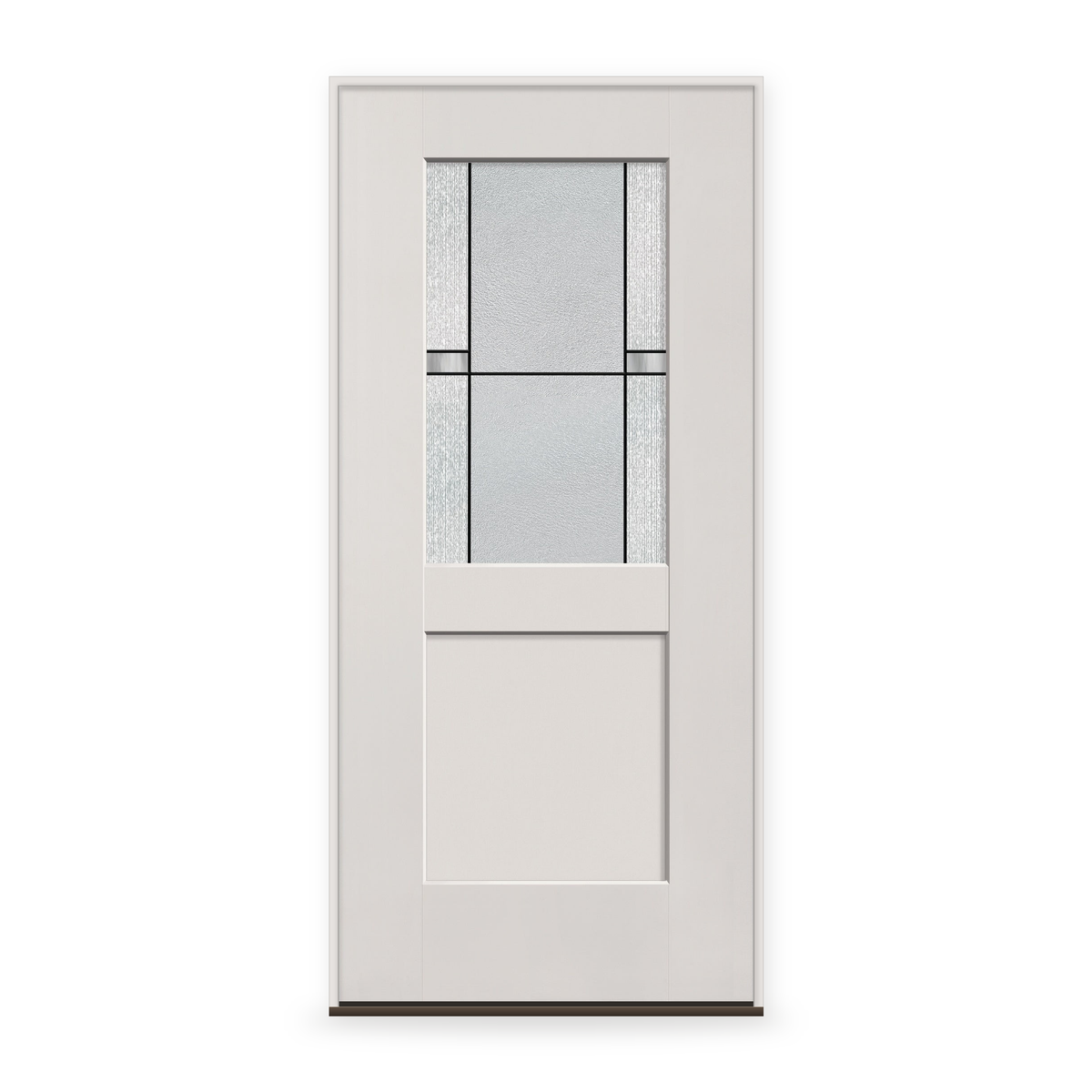 Prehung Dexter Flush Glazed Fiberglass Entry Door System - Half Lite Shaker, White Satin Smooth