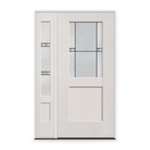 Dexter Flush Glazed Fiberglass Entry Door System with Sidelite - Half Lite Shaker, White Satin Smooth
