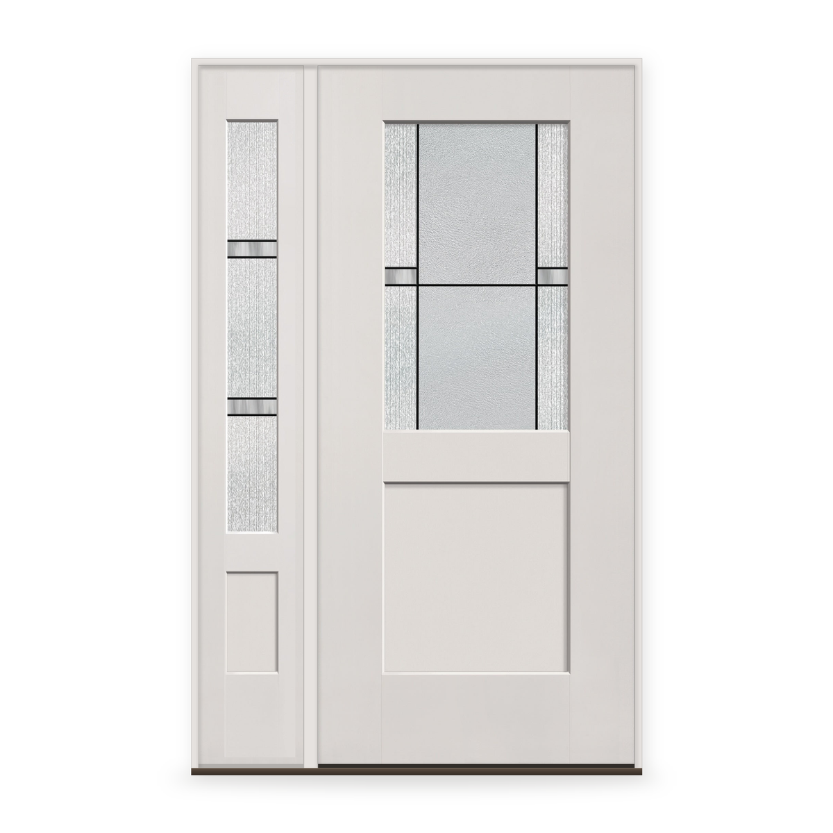 Dexter Flush Glazed Fiberglass Entry Door System with Sidelite - Half Lite Shaker, White Satin Smooth