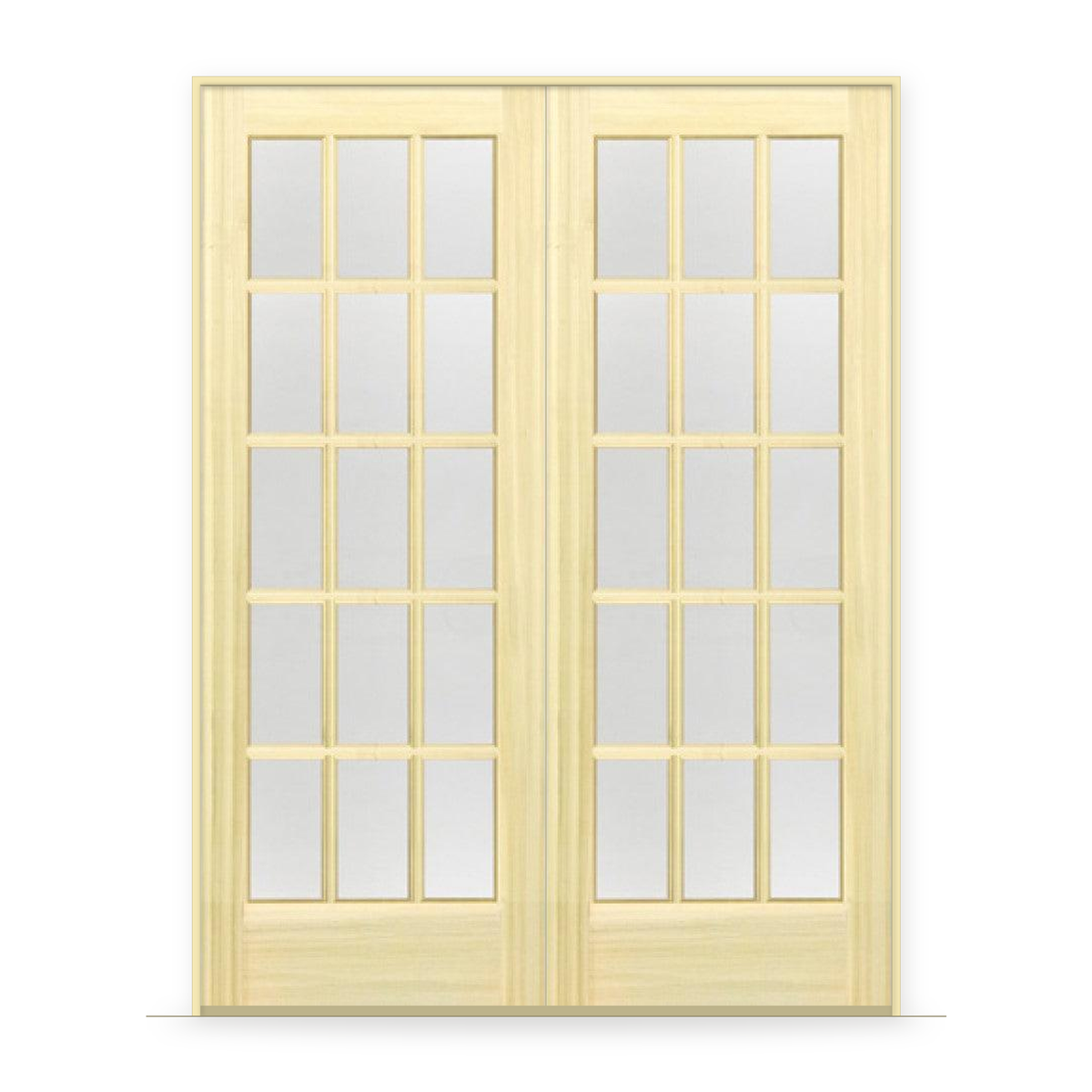 Double Poplar Interior Door System - 15 Lite Glass
