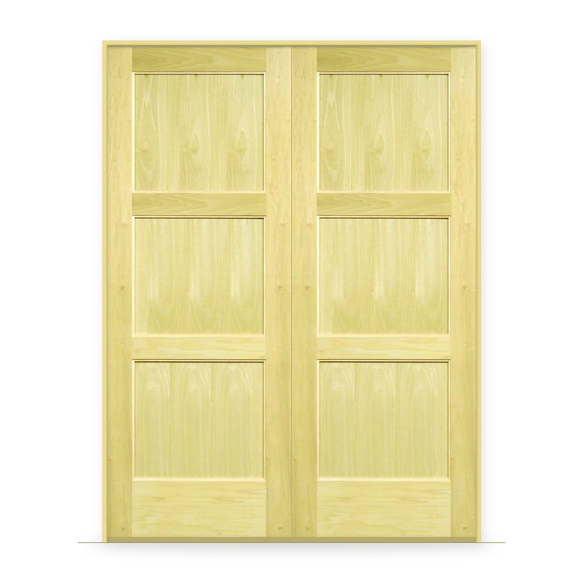 Double Poplar Interior Door System - 3 Panel Equal