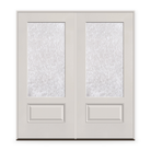 Double Waterglass Flush Glazed Fiberglass Entry Door System, Double Door - 3/4 Lite, White Satin Smooth
