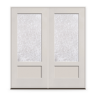 Double Waterglass Flush Glazed Fiberglass Entry Door System, Double Door - 3/4 Lite Shaker, White Satin Smooth