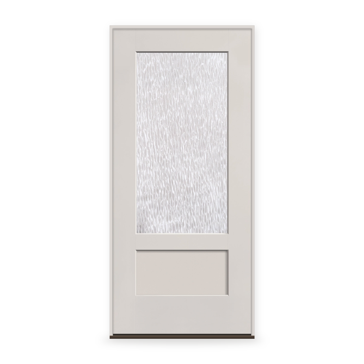 Prehung Double Waterglass Flush Glazed Fiberglass Entry Door System - 3/4 Lite Shaker, White Satin Smooth