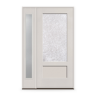 Double Waterglass Flush Glazed Fiberglass Entry Door System with Sidelite - 3/4 Lite Shaker, White Satin Smooth