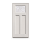 Prehung Double Waterglass Flush Glazed Fiberglass Entry Door System - Craftsman 2 Panel, White Satin Smooth