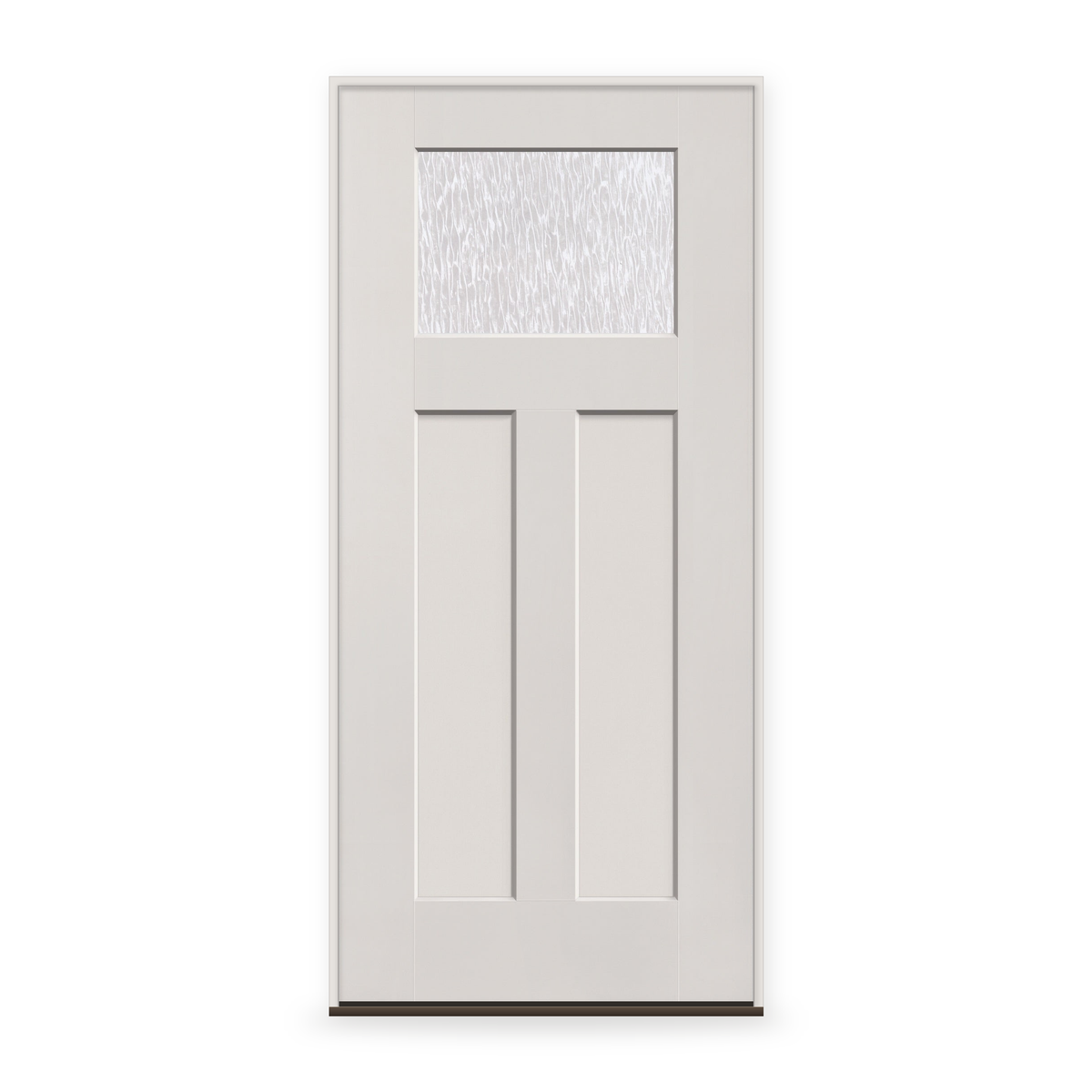 Prehung Double Waterglass Flush Glazed Fiberglass Entry Door System - Craftsman 2 Panel, White Satin Smooth