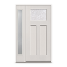 Double Waterglass Flush Glazed Fiberglass Entry Door System with Sidelite - Craftsman 2 Panel, White Satin Smooth