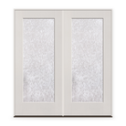 Double Waterglass Flush Glazed Fiberglass Entry Door System, Double Door - Full Lite, White Satin Smooth