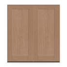 Double Fiberglass Entry Door System - 1 Panel Shaker, Tan Woodgrain